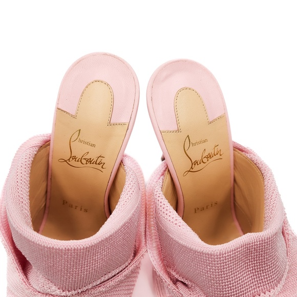 Christian Louboutin Cheminene 120 Pink Stretch Sock Mules Heels EU 37 - Picture 7 of 10